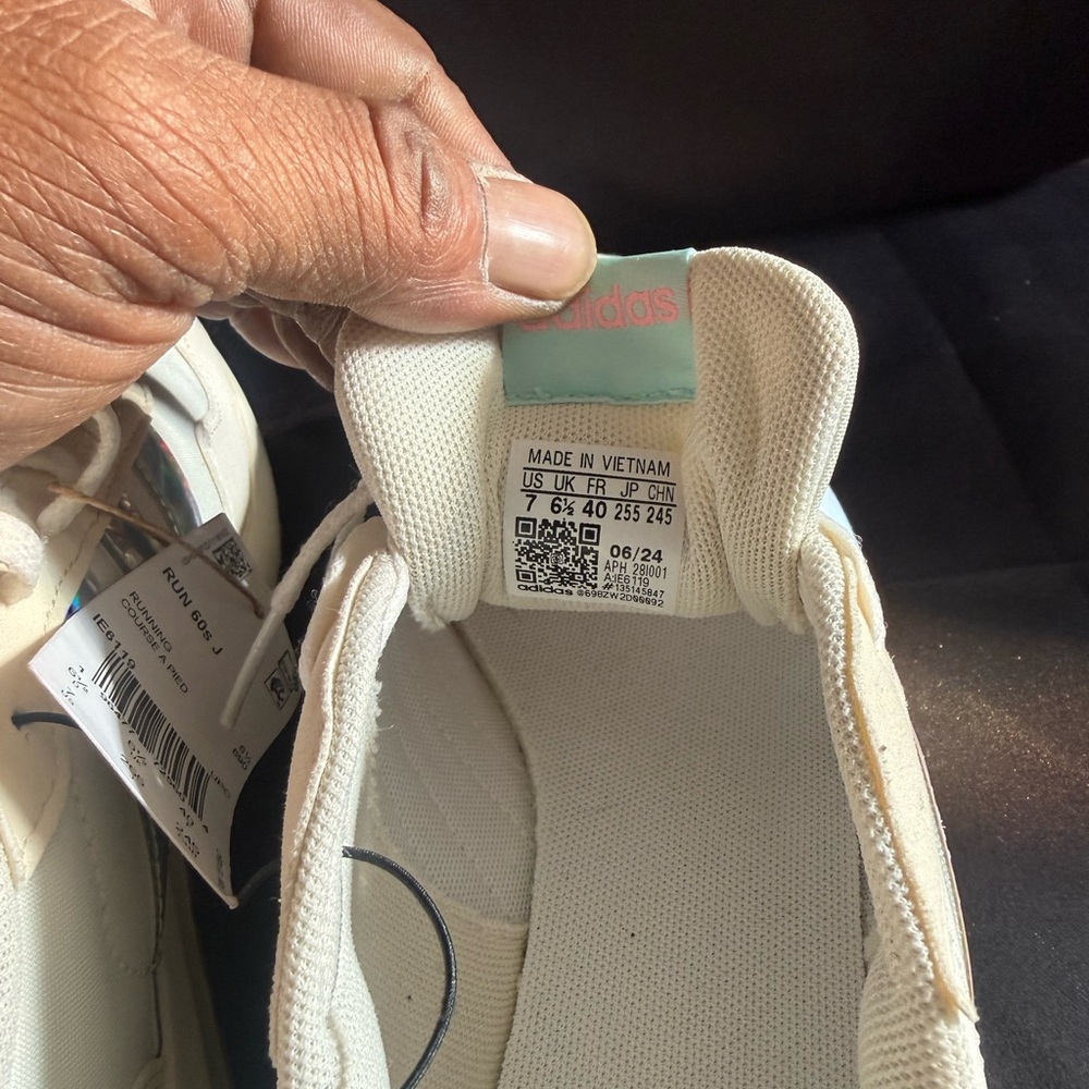 Adidas Women's Cream Sneakers with Holographic Stripes - Picture 6 of 6